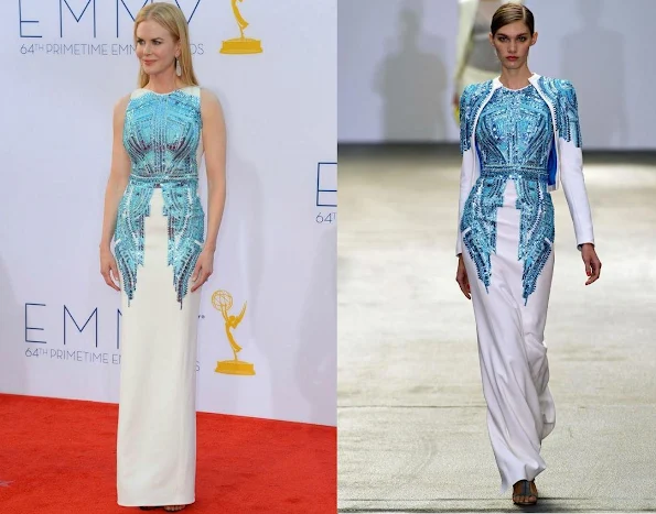 Australian actress Nicole Kidman wore an Antonio Berardi Spring 2013 gown for 2012 Emmy Awards at Nokia Theatre