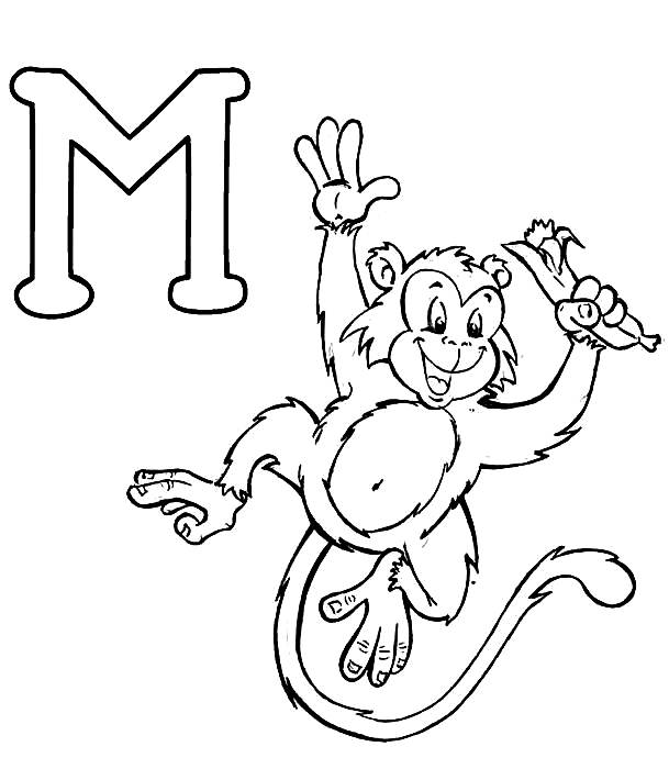 imagens letras do alfabeto letra M pintar Desenhos Preto e Branco letras do alfabeto letra M Colorir