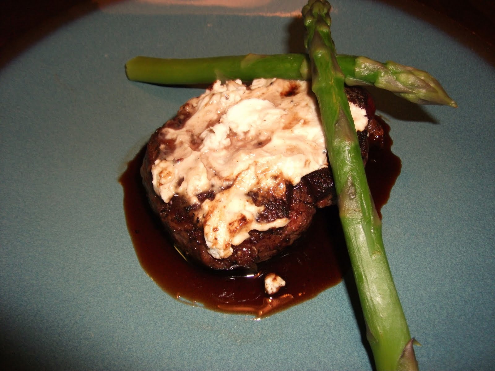 Searing Flame Filet Mignon with Goat Cheese and Balsamic Syrup