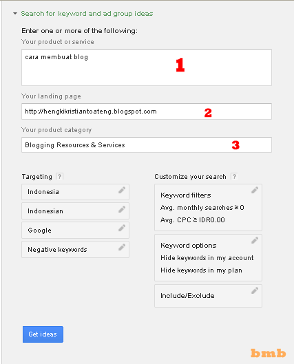 cara menggunakan keyword planner 2