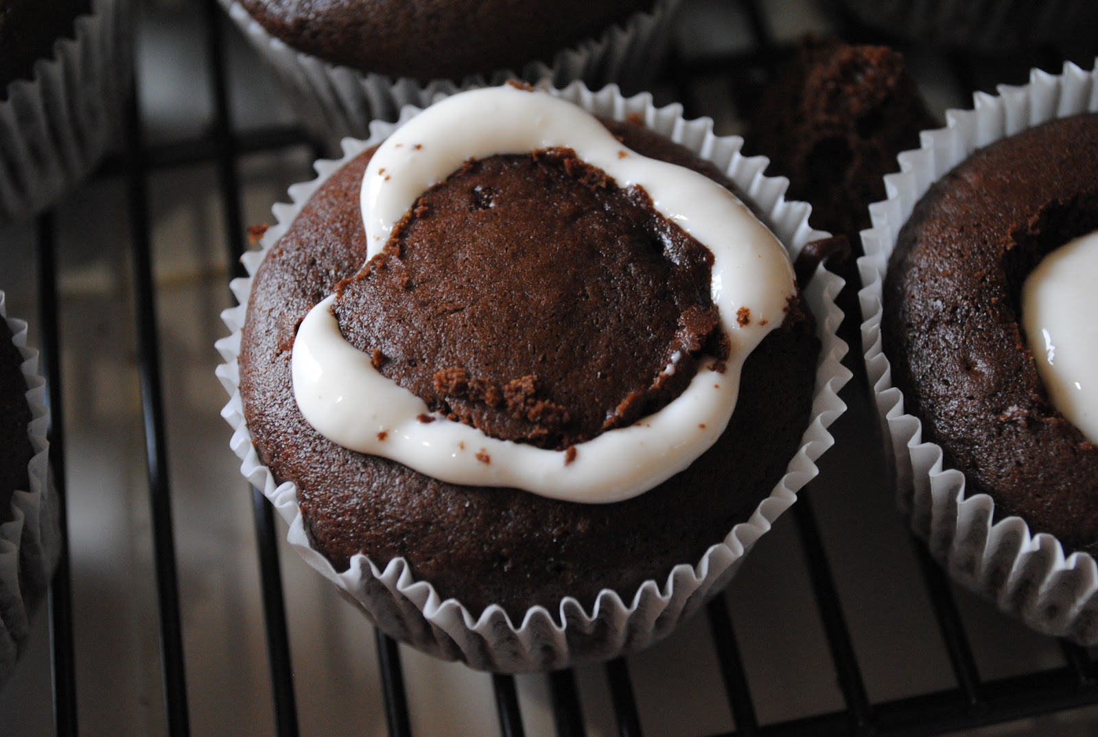 Delectably Home: Cream Cheese Filled Chocolate Cupcakes