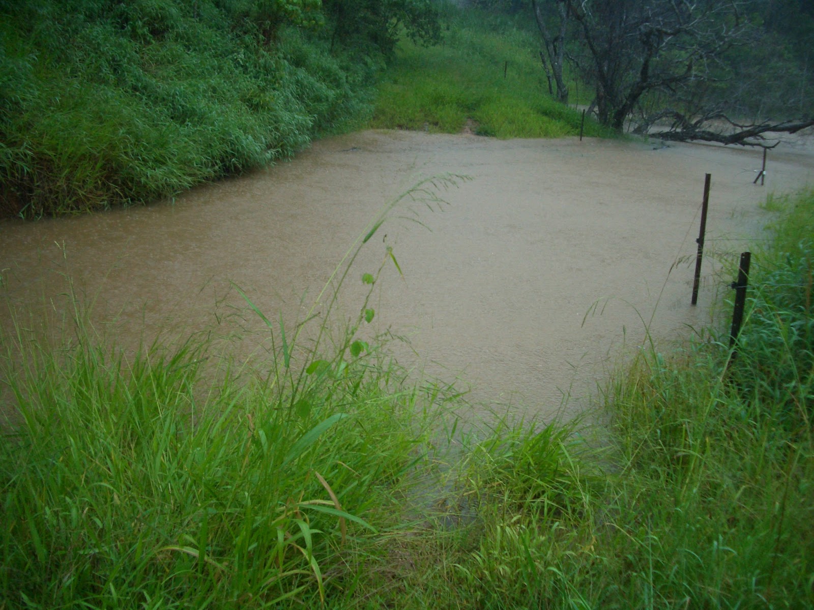 Our dam is to the right, this is the overflow going over an access road