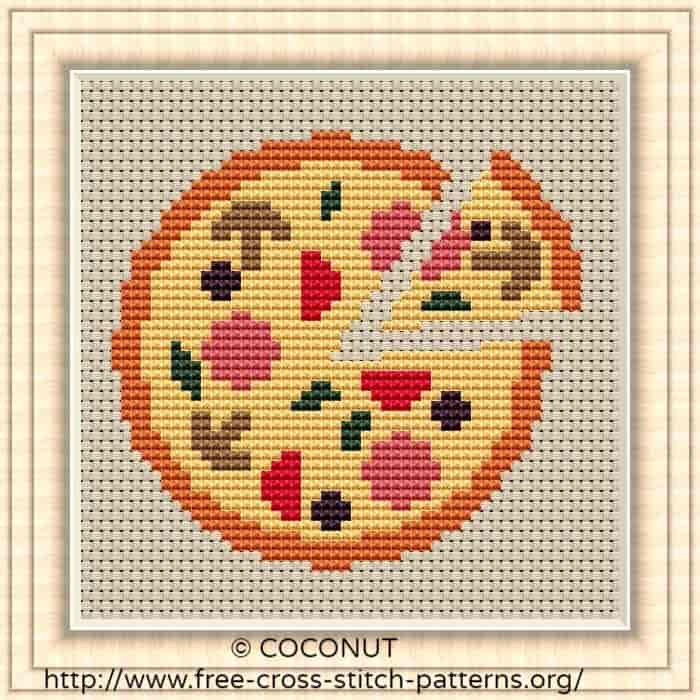 Modern Cross Stitch Embroidery Design fast food 74x75 st. Pizza Cross Stitch Pattern Instant Download PDF food Pizza