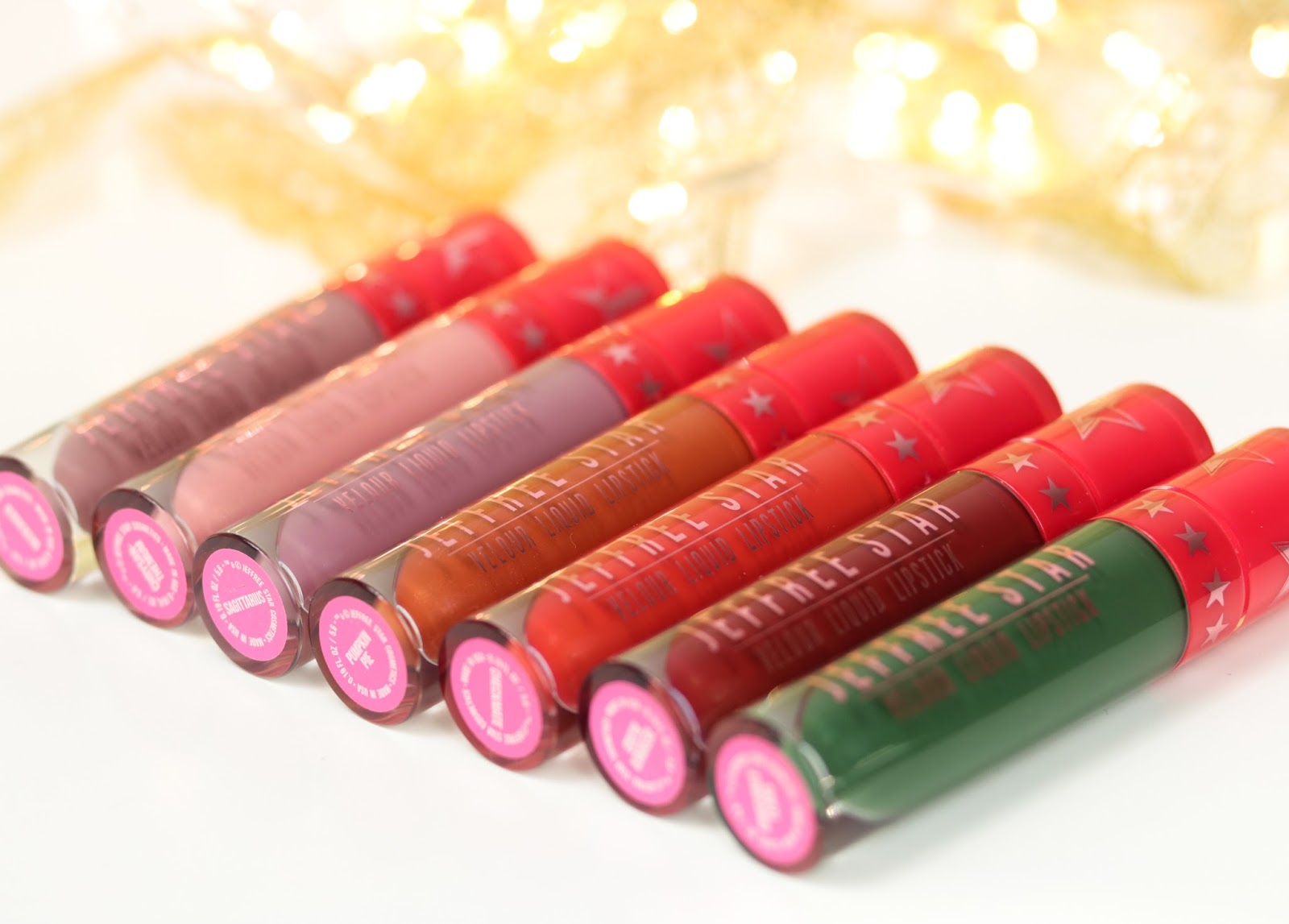 Jeffree Star Velour Liquid Lipsticks | La collection de Noël avis et swatch Deceased, Chrysanthemum, Sagittarius, Pumpkin Pie, Checkmate, Designer Blood, Crocodile Tears