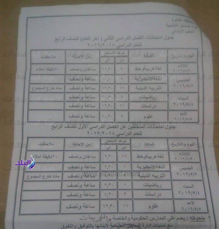 جداول امتحانات الترم الثاني 2019 محافظة القاهرة 1%2B%25288%2529