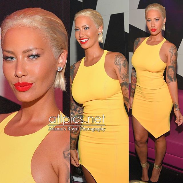 Amber Rose Debuts Bleached Blonde Sleek Short Hair Photos