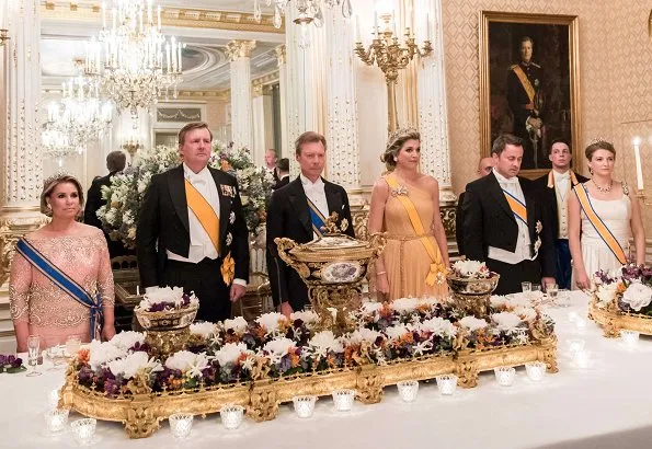 Grand Duke Henri and Grand Duchess Maria Teresa held a state banquet. Princess Stéphanie and Prince Guillaume. Diamond Tiara and earrings