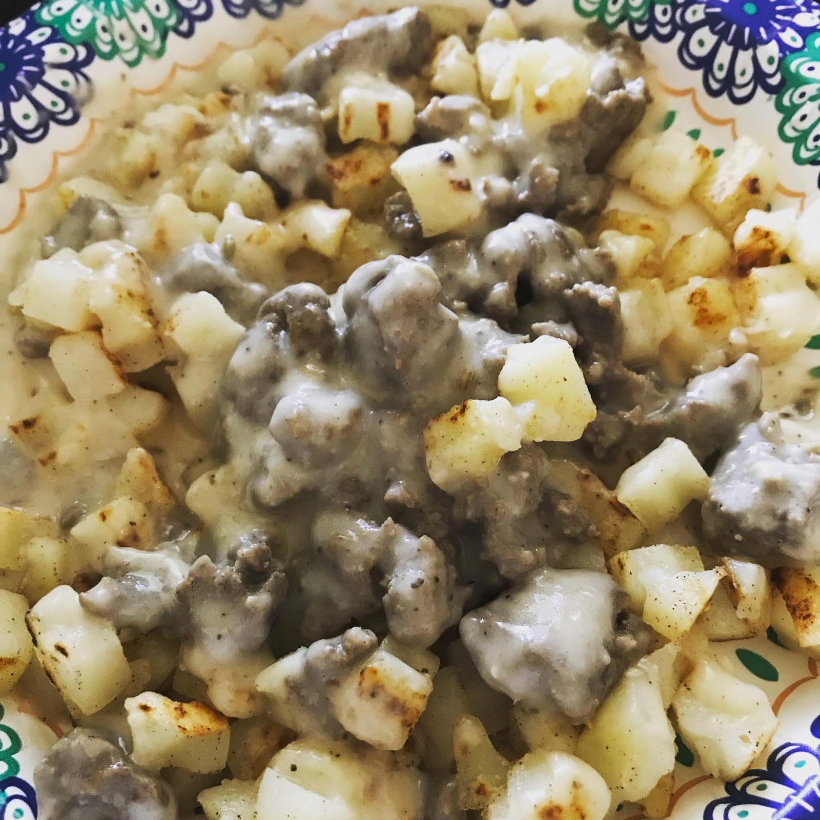 Fresh. Happy. Healthy. Sausage Gravy and Potatoes