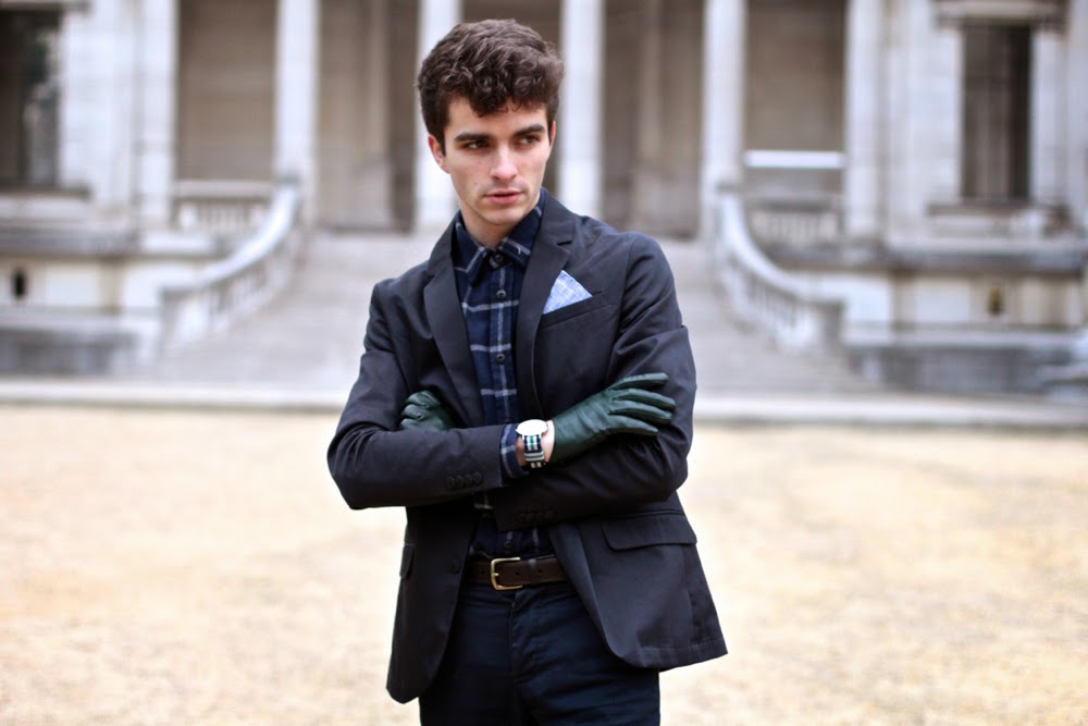 Blog Mode Homme Dandy Jack and Jones Blazer Chemise Aigle Shirt Asos Chino Pants Maison Fabre GLoves Brogue Boots Crampon Montre Daniel Wellington Watch Pochette Square