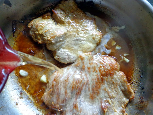 add beer and hot beef stock to steaks