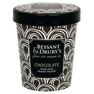 Image of a tub of Bessant & Drury's Dairy Free Ice Cream - chocolate flavour