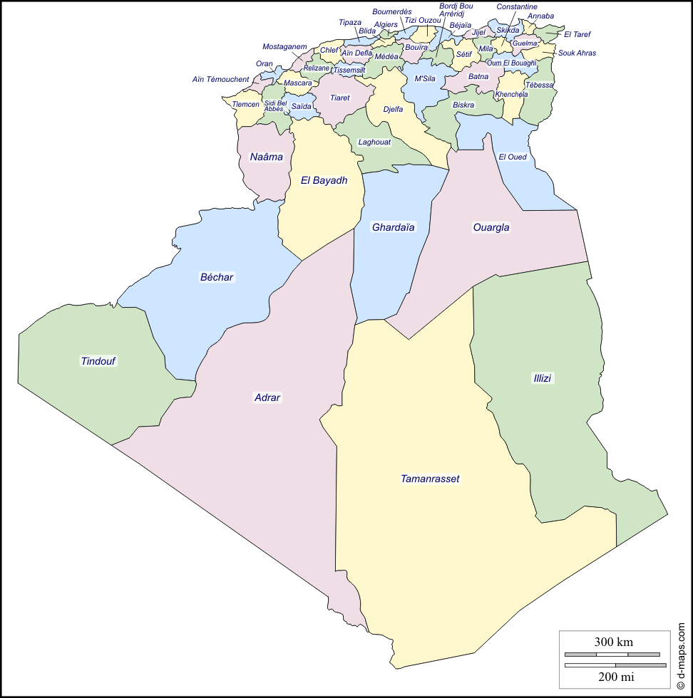 مجموعة خرائط صماء للجمهورية الجزائرية الديمقراطية الشعبية - المعرفة
