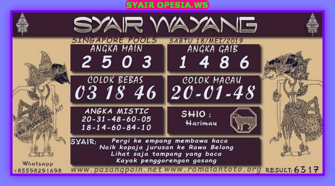 Kode syair sgp hari sabtu 18 Mei 2019 GOsyair SEDIA KODE
