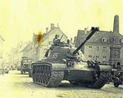 Americans advancing down Hitlerstraße April 29 1945 Freising