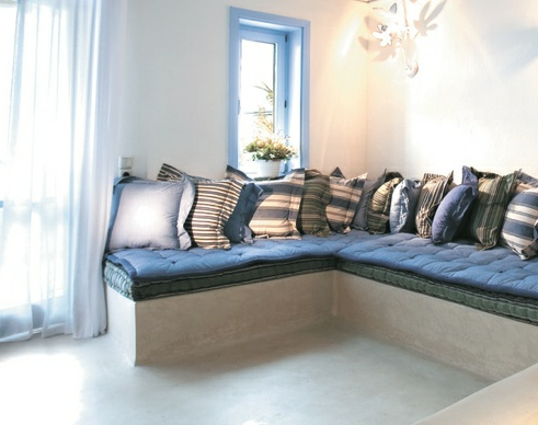 Greek Decor Style in White and Blue at Mykonos Blue Resort