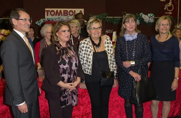 Grand Duchess Maria Teresa of Luxembourg at Red Cross Ball and visited Red Cross Bazaar in Luxembourg