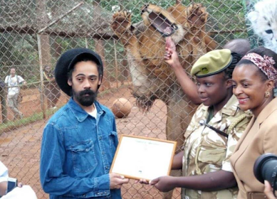 2aa Bob Marley's son Damian adopts a Lion named 'Mukoma Marley' in Kenya (Photos)