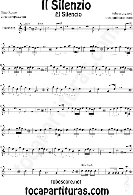 Partitura de El Silencio para Clarinete Silence Sheet Music for Clarinet Il Silenzio Music Scores