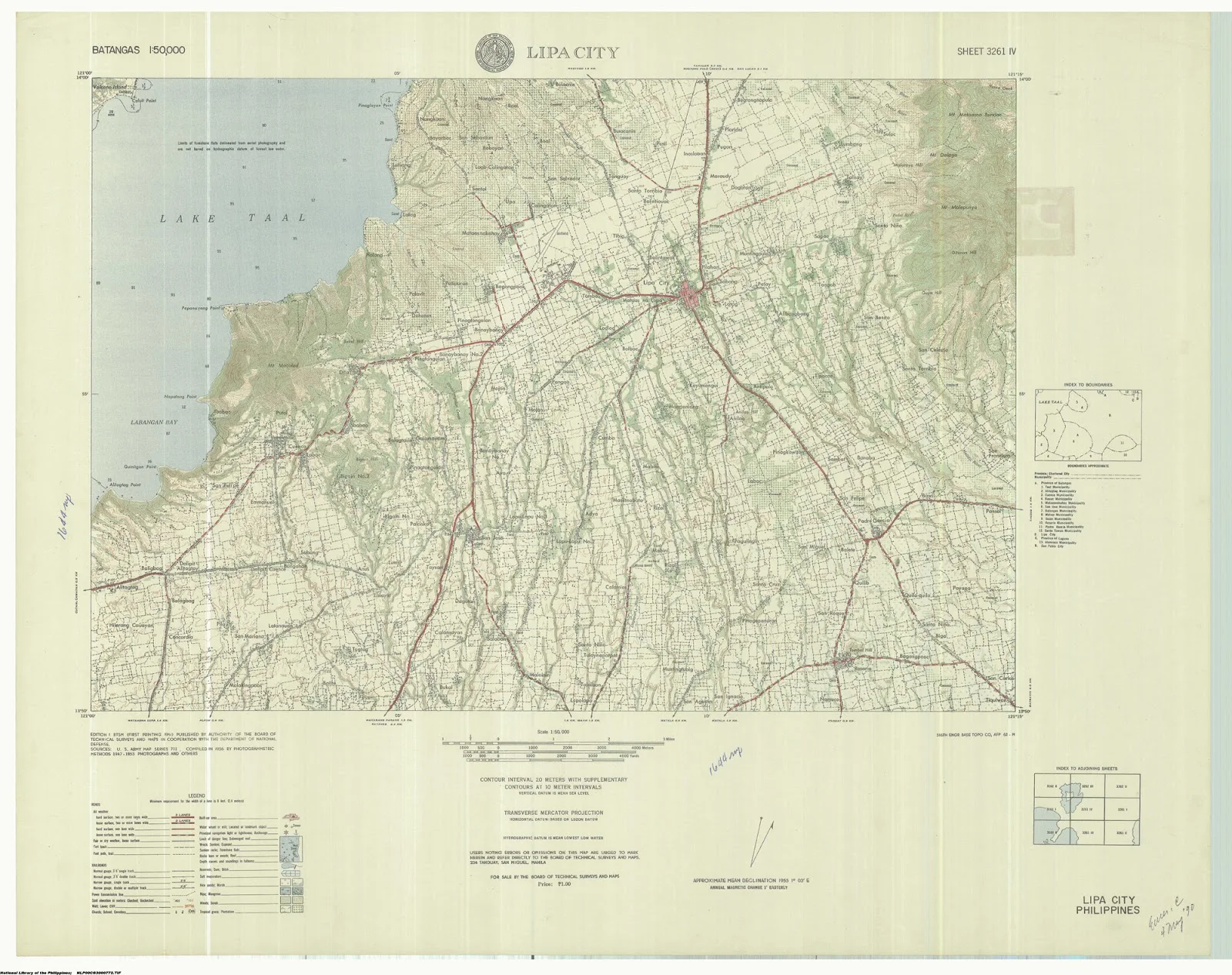 Lipa City Batangas Map Map Of Lipa City, Batangas And Neighboring Localities, 1961 - Batangas  History, Culture And Folklore