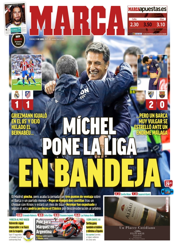 Real Madrid, Marca: "Míchel pone la Liga en bandeja"