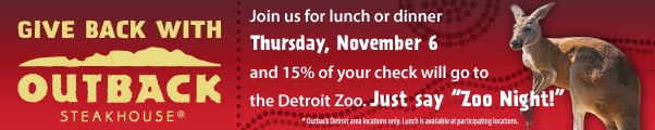outback steakhouse, detroit zoo, Detroit, fundraiser, zoo, zoo night, giveaway