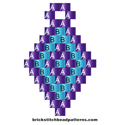 Free brick stitch seed bead earring pattern labeled color chart.
