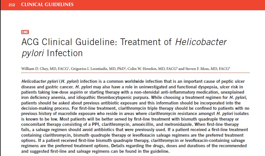 American College of Gastroenterology (ACG) Guideline Medstellar
