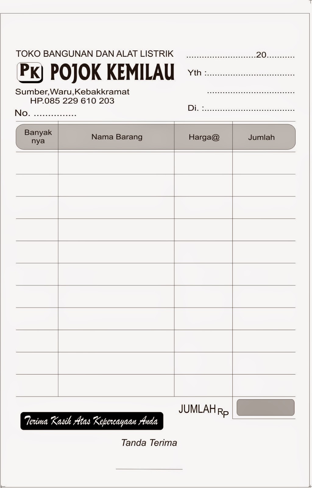 DOWNLOAD NOTA GRATIS FORMAT CDR SEROJA SABLON