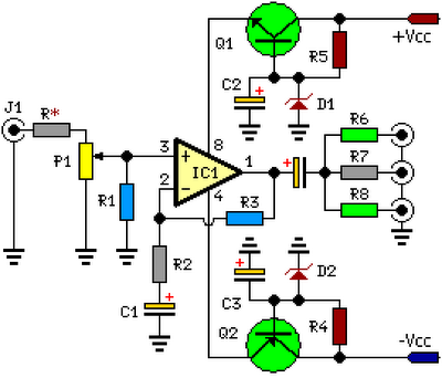 Three Channel Audio Splitter Circuit - The Circuit