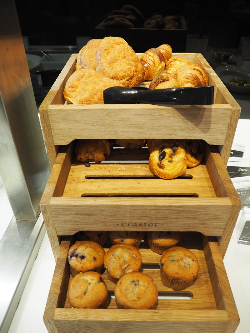 Breakfast pastries on offer in the lounge