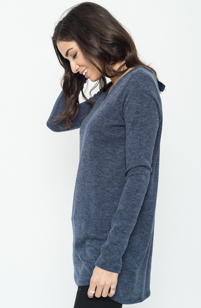 Buy Now Navy Back Ribbon Sweater Tunic (Final Sale) Online $24 -@caralase.com
