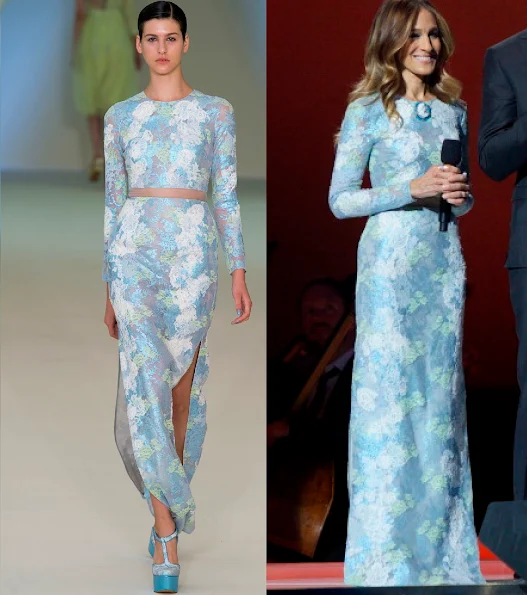 Sarah Jessica Parker and Gerard Butler hosted the Nobel Peace Prize Concert. She wore Erdem Spring 2013 gown