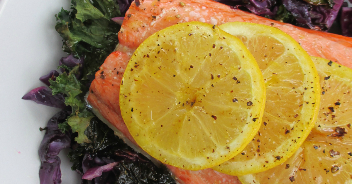 Roasted Salmon With Kale and Cabbage Frugal Family Tree