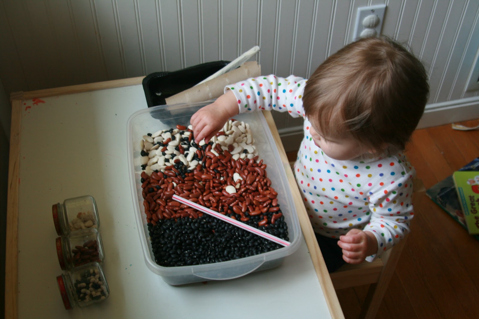 Learn, Baby, Learn! Sensory Table Beans!