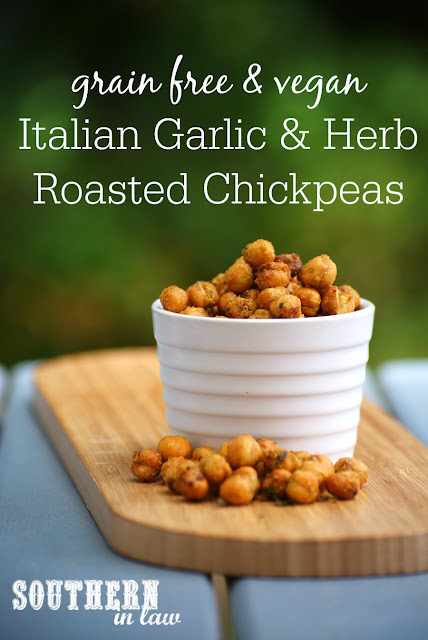 Easy Italian Garlic and Herb Roasted Chickpeas Recipe - gluten free, grain free, vegan, egg free, peanut free, sugar free, healthy snack recipes, clean eating recipe, low fat, 21 day fix