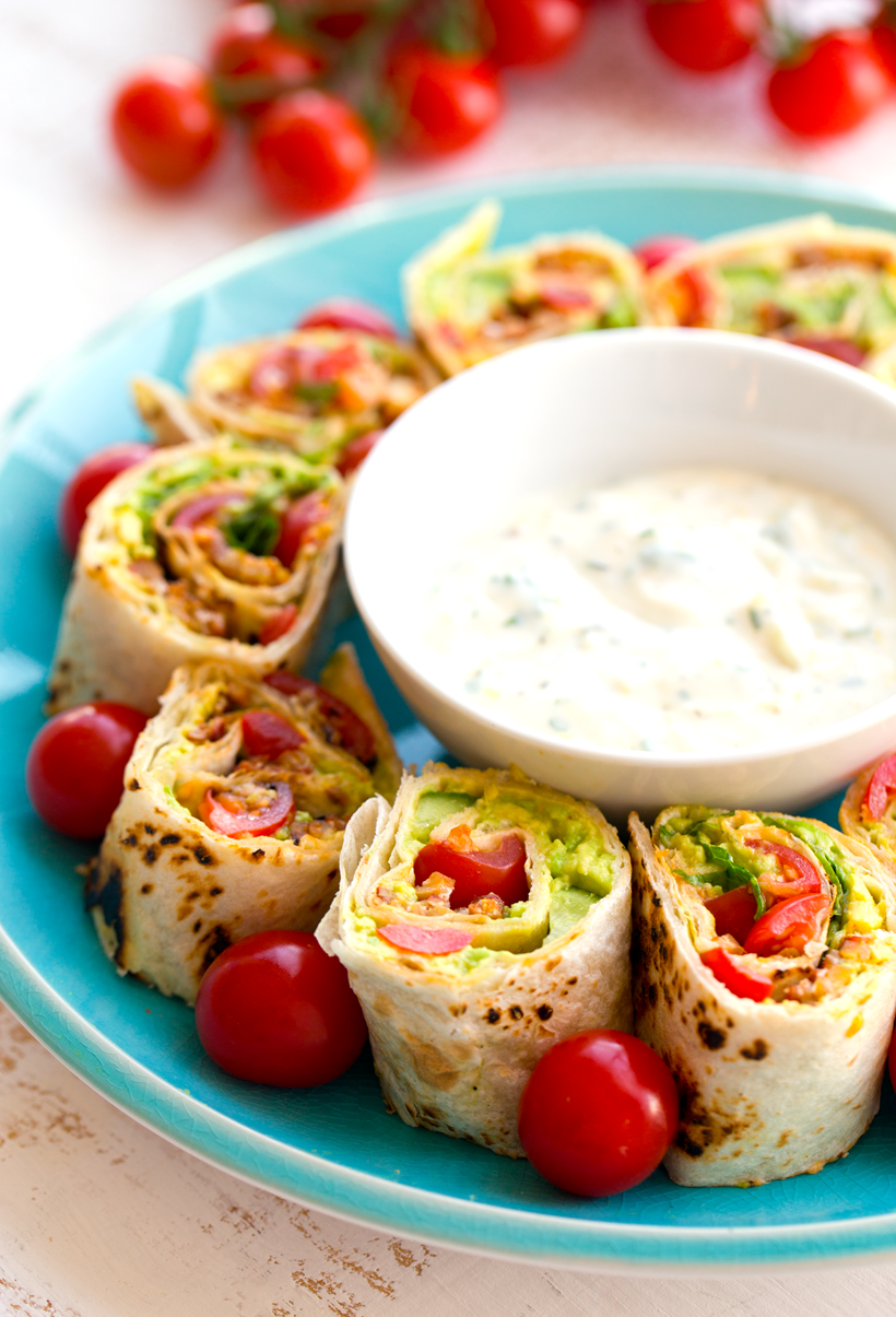 Vegan BLT Wraps with Ranch Dip Vegan BLT Wraps with Ranch Dip