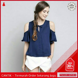 FNC226M23 Mozi Blouse Navy Twiscone Wanita BMGShop To Serba 50 Ribuan