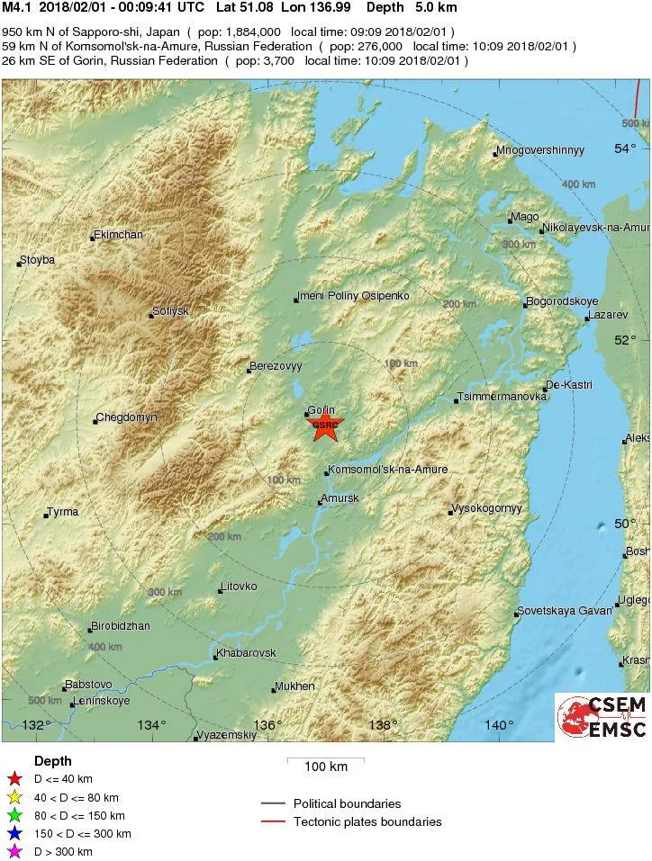 An earthquake of magnitude 4.1 occurred in the Khabarovsk Territory of Russia-2