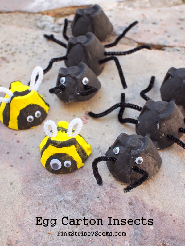 make egg carton insects (bees and ants)- easy and fun craft