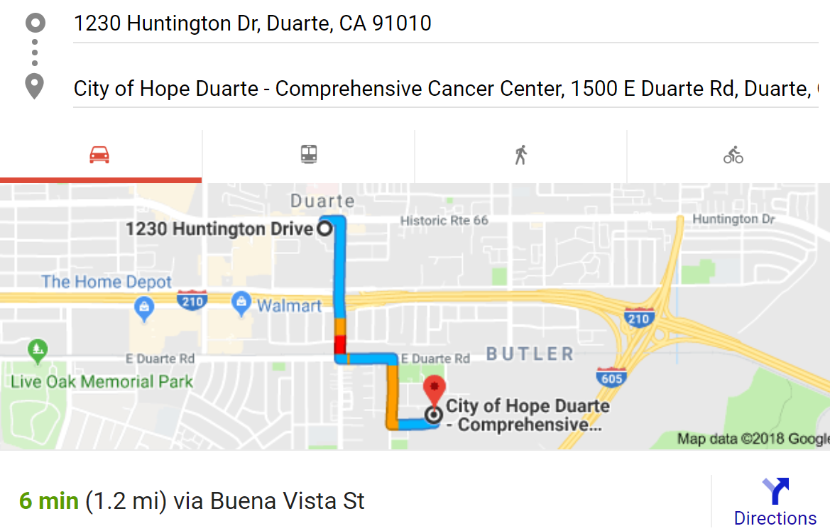 City Of Hope Duarte Map Maping Resources