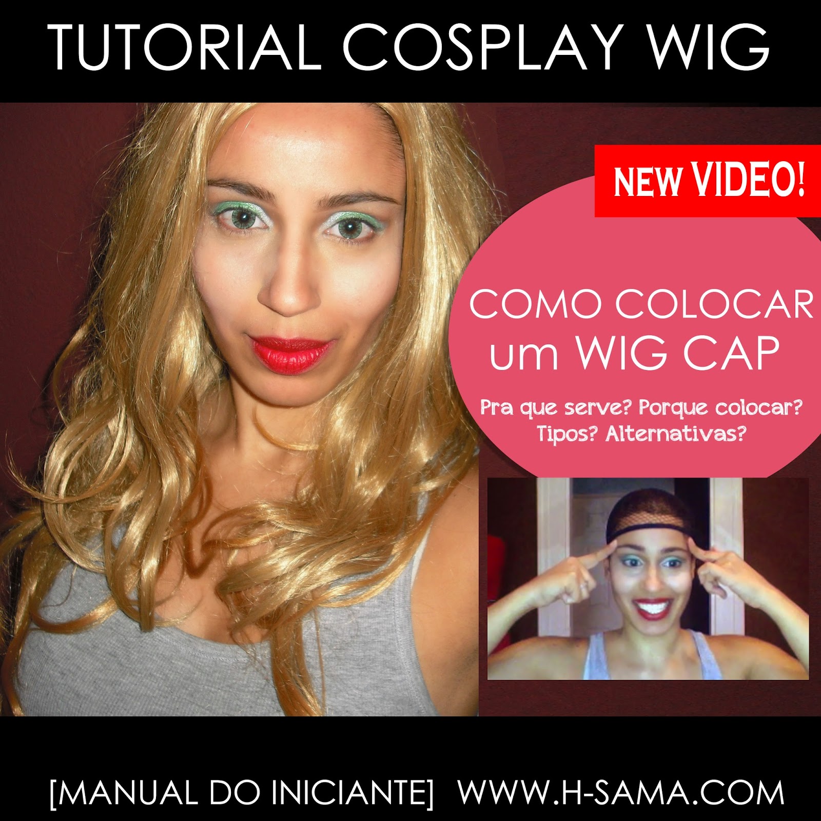 Como colocar um wig cap Cosplay Tutorial
