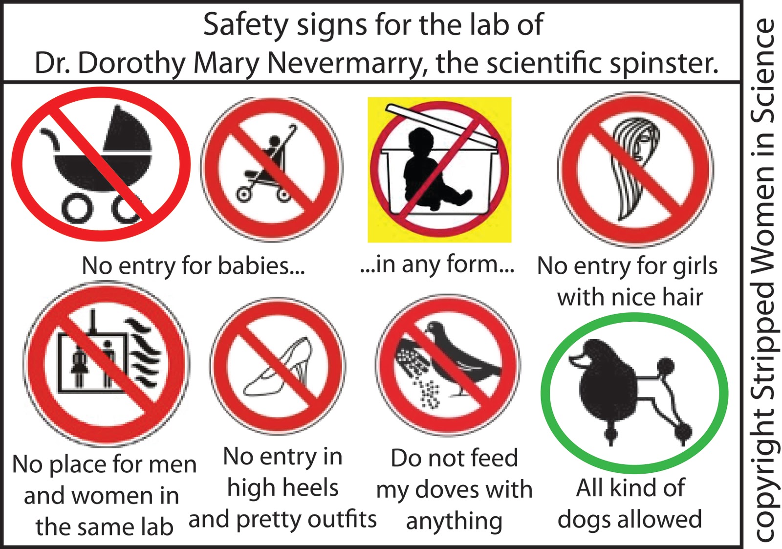 Stripped Women in Science: Safety signs for scientific spinsters