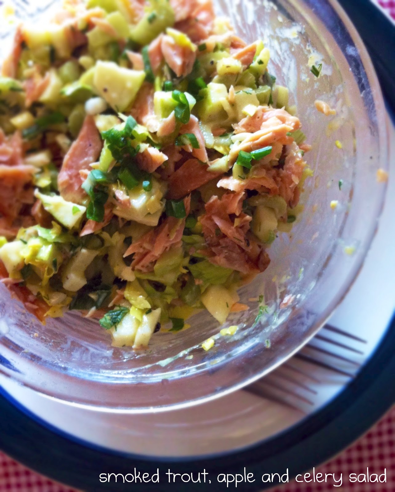 local lunch box smoked trout, apple and celery salad