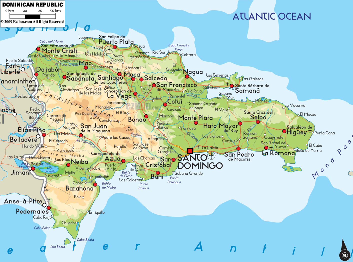 Mapa Fisico De Republica Dominicana