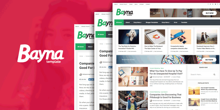 Bayna Responsive Blog Style Blogger Template