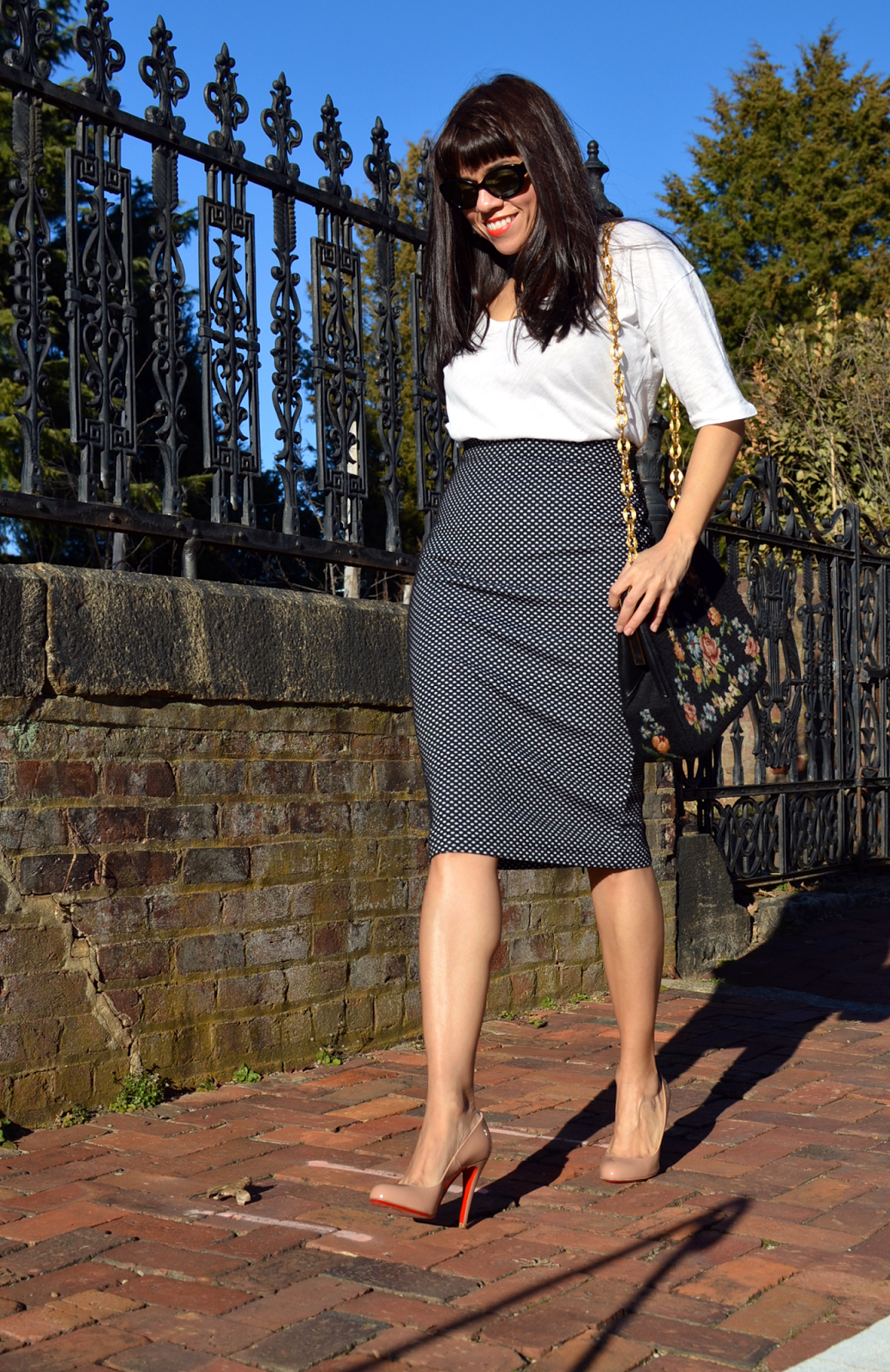 nude round toe heels