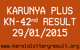 Karunya Plus Lottery KN-42 Result 29-01-2015