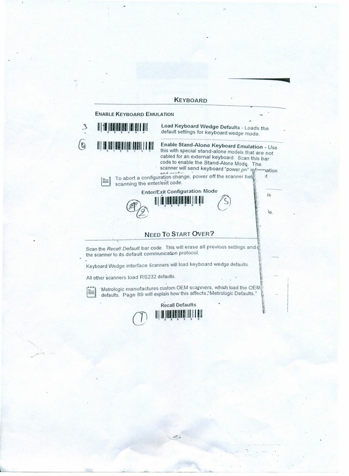 SA PARAVUR HONEYWELL MS5145 BAR CODE SCANNER CALIBRATION