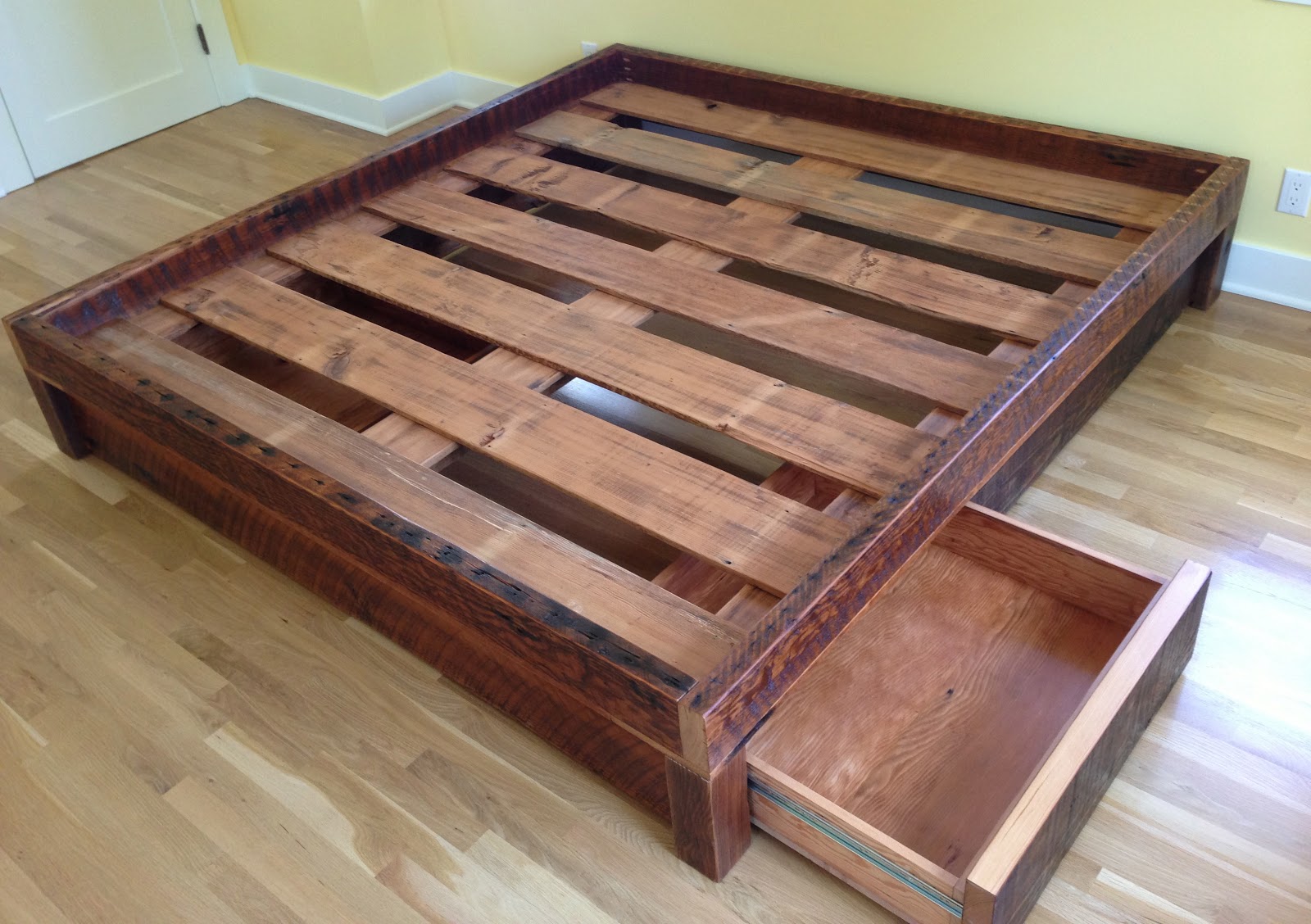 Arbor Exchange Reclaimed Wood Furniture Platform Bed w/ Two Huge Drawers