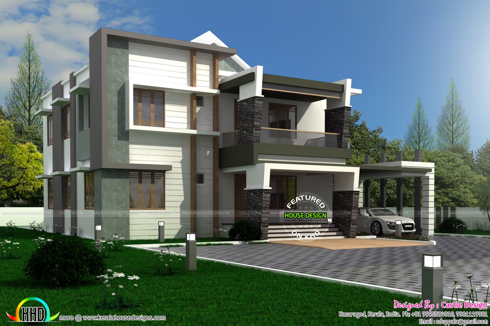 Modern contemporary home 400 sq-yards - Kerala home design and floor